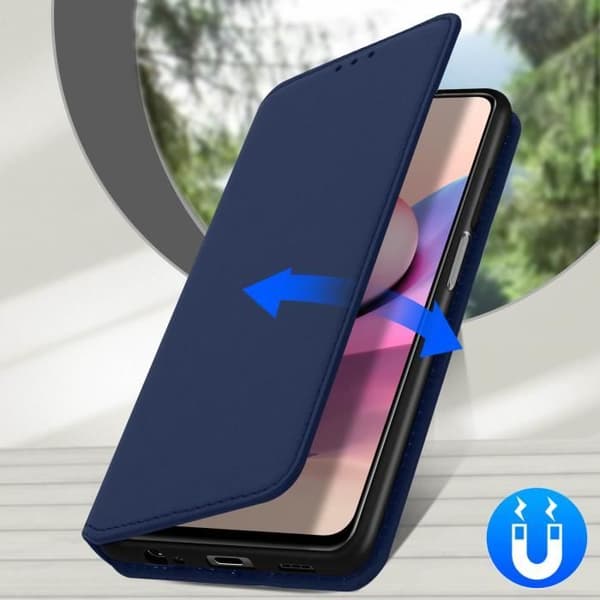 Hus - Xiaomi - Redmi Note 10 / Note 10s - Ekologisk läder - Videostöd - Kortficka mörknatt