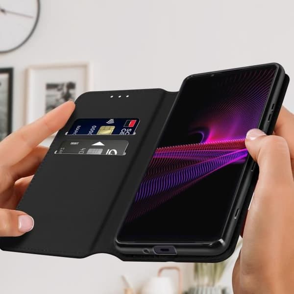 Sony Xperia 1 III Fodral - AVIZAR - Fodral med Flip - Videostöd Funktion - Svart