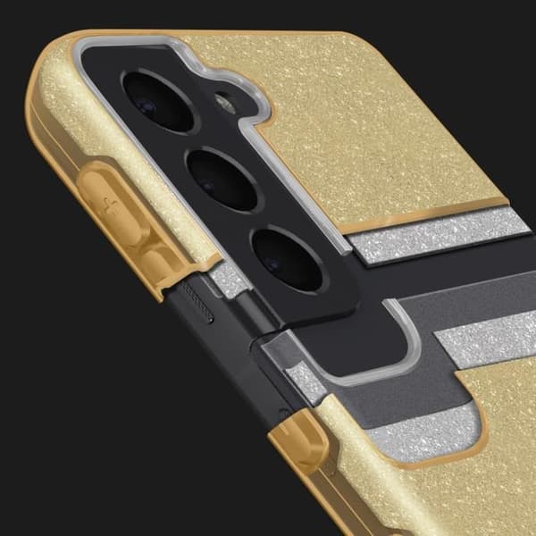 Samsung Galaxy S21 Glitter Avtagbart halvstyvt silikonfodral Gult guld