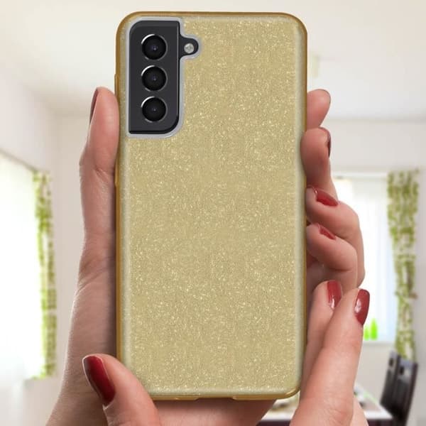 Samsung Galaxy S21 Glitter Avtagbart halvstyvt silikonfodral Gult guld