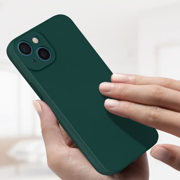 iPhone 13-fodral - AVIZAR - Semi-rigid - Mjuk silikon - Soft Touch-finish - Matt grön