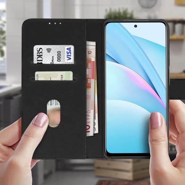 Fodral - Xiaomi - Mi 10T Lite - Skydd - Kortfack - Videostöd - Svart