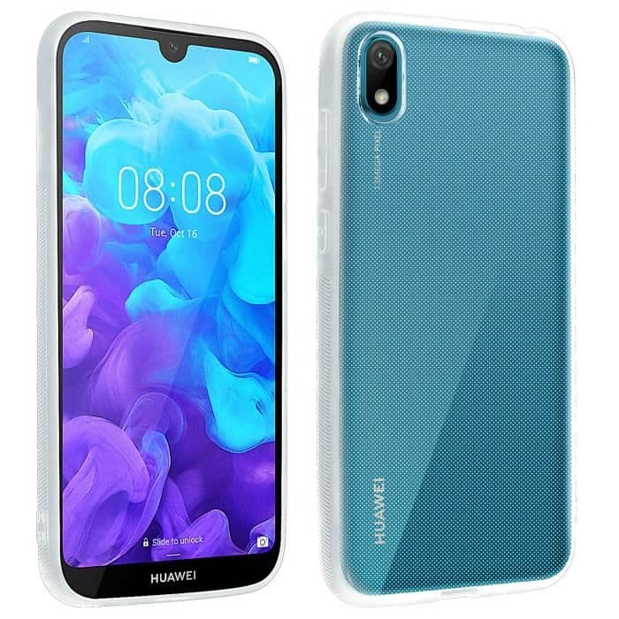 Huawei Y5 2019 Fodral Silikongel och film Härdat glas Fasad kontur Svart Svart