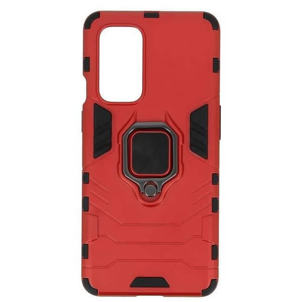 Coque - AVIZAR - OnePlus 9 - Stöttålig - Metallring - Röd