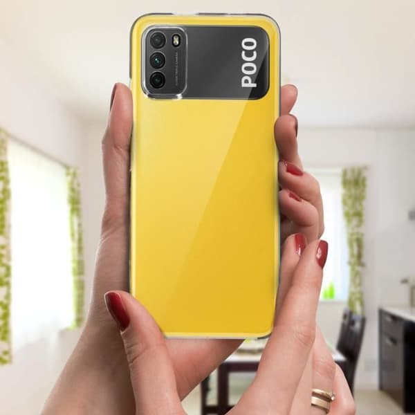 Coque - Xiaomi - Poco M3 - Hårdt Bagcover - Blødt Frontcover - Hvid