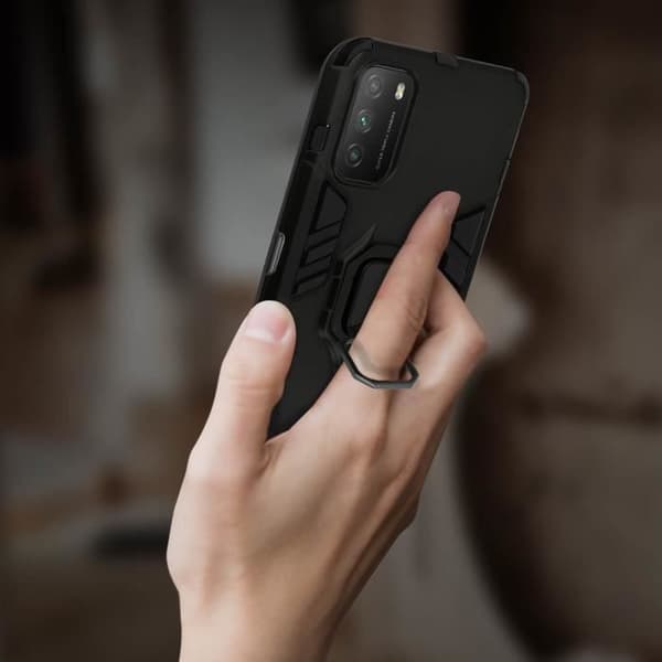 Coque - Xiaomi - Poco M3 / Redmi 9T - Antichock - Metallring - Videostöd