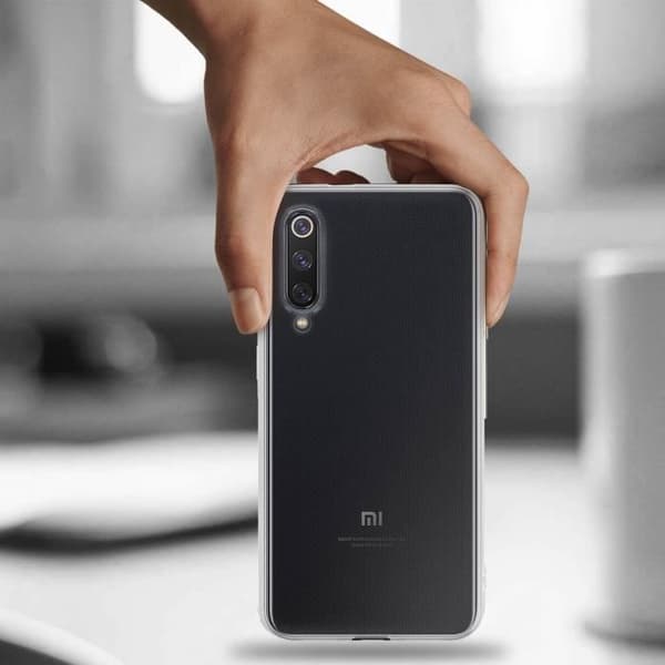 Skyddsfodral - AVIZAR - Xiaomi Mi 9 SE - Mjuk Silikon - Härdat Glas 9H - Transparent Vit