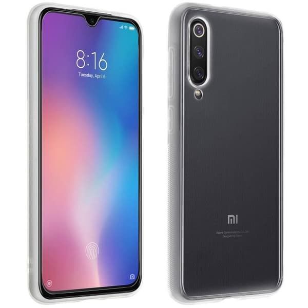 Skyddsfodral - AVIZAR - Xiaomi Mi 9 SE - Mjuk Silikon - Härdat Glas 9H - Transparent Vit