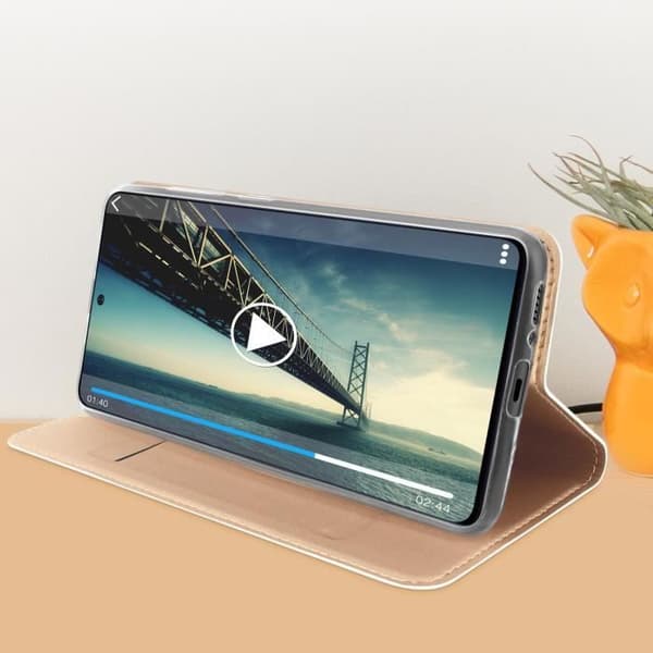 Housse - DUX DUCIS - Galaxy S10 Lite - Ekoskinn - Videostöd - Rose Gold