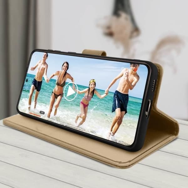 Fodral till Samsung Galaxy S21 Plus Skydd med korthållare Stativ Funktion Guld