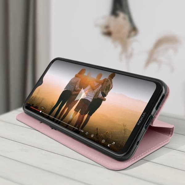 Fodral till Nokia 5.3 - AVIZAR - Korthållare och stativfunktion - Rose Gold eko-läder