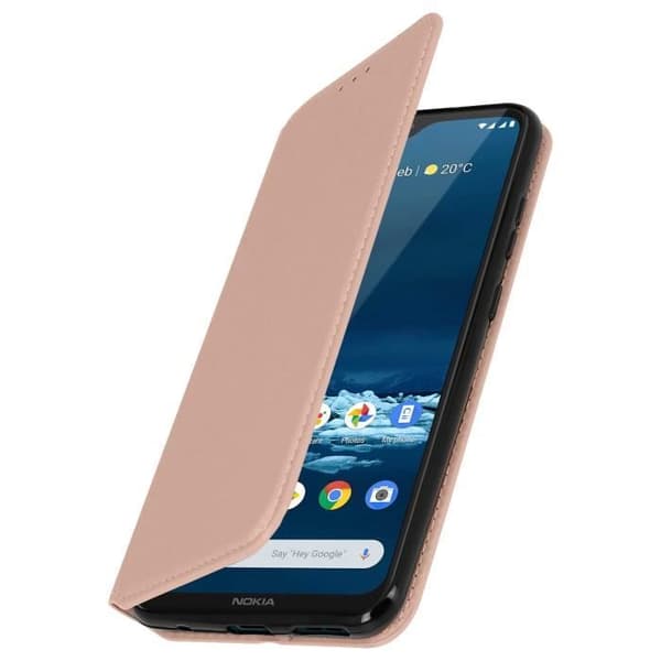 Fodral till Nokia 5.3 - AVIZAR - Korthållare och stativfunktion - Rose Gold eko-läder