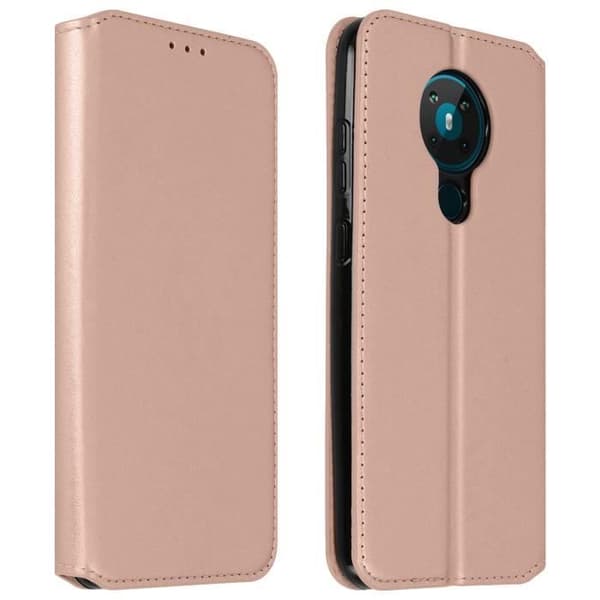 Fodral till Nokia 5.3 - AVIZAR - Korthållare och stativfunktion - Rose Gold eko-läder