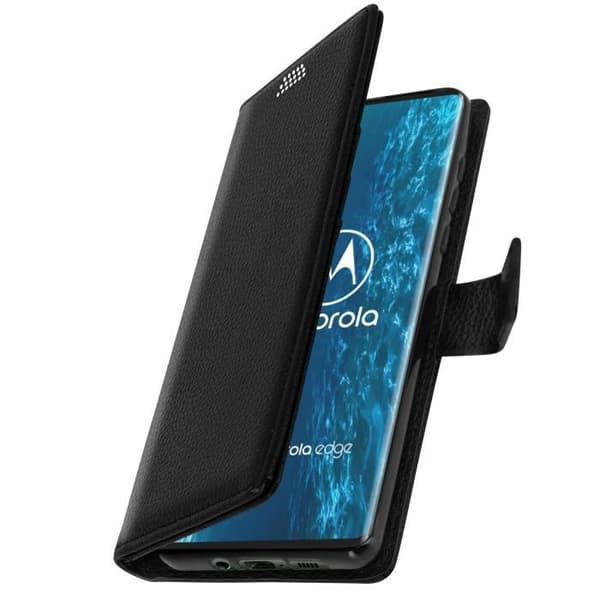 Motorola Edge-fodral - AVIZAR - Kortfack med videostöd - Svart handledsrem