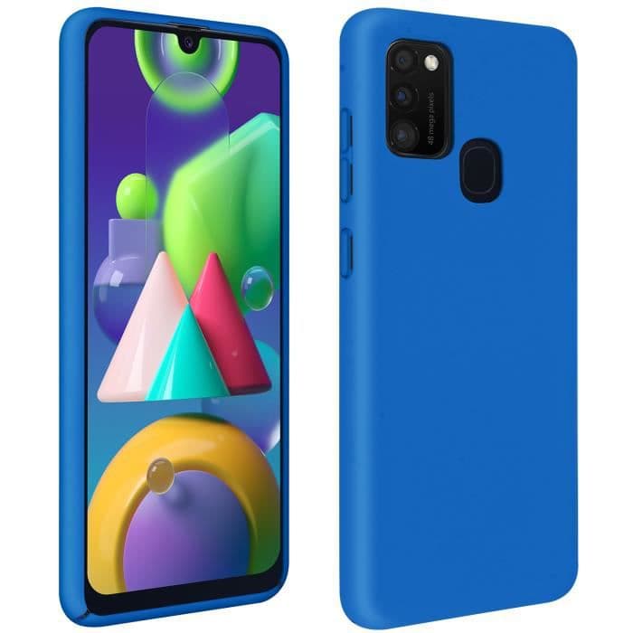 Galaxy M21 / M31 / M30s Fodral Halvstyv silikon Soft Touch Finish Blå Blå