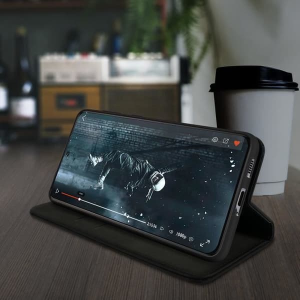 Etui för Samsung S21 Plus - AVIZAR - Plånbok Stöd för Video Magnetisk Stängning - Svart