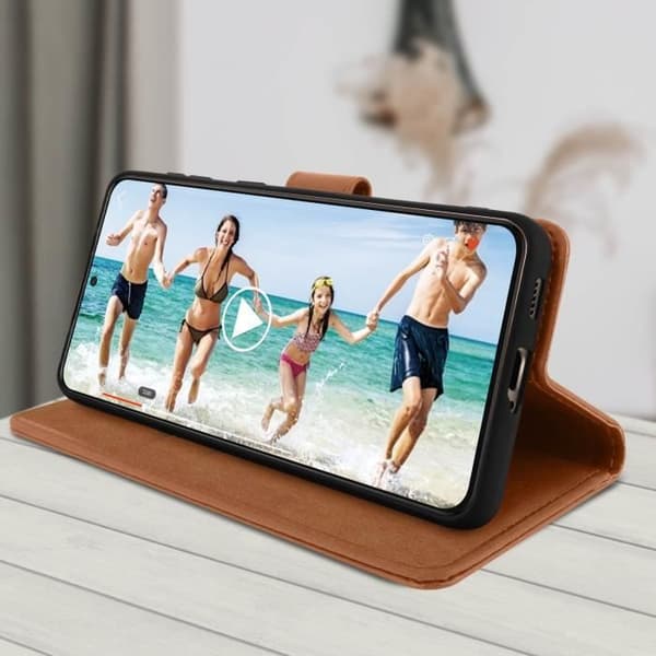 Etui för Samsung Galaxy S21 Plus - AVIZAR - Skydd med kortfack och ställfunktion - Brun