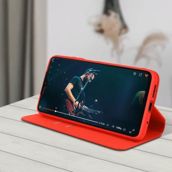 Hus - AVIZAR - Xiaomi Redmi 9T - Ekoskinn - Röd - Stödfunktion