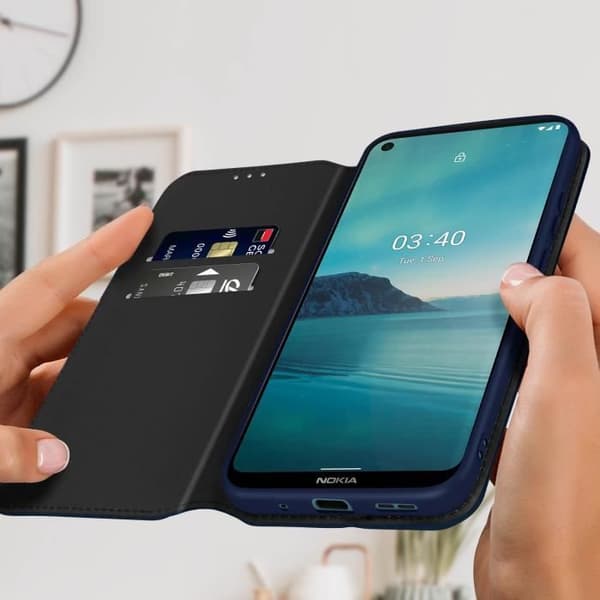 Portföljfodral AVIZAR för Nokia 3.4 och 5.4 - Mörkblå - Videostöd Funktion