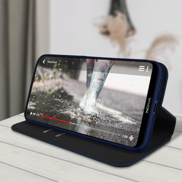Portföljfodral AVIZAR för Nokia 3.4 och 5.4 - Mörkblå - Videostöd Funktion