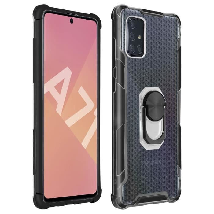 Samsung Galaxy A71 Hybrid Fodral Contour Bumper Avtagbar ring svart Svart