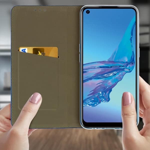 Étui Folio - AVIZAR - Oppo A53 / A53s - Ekologiskt läder - Mörkblå - Magnetisk flik