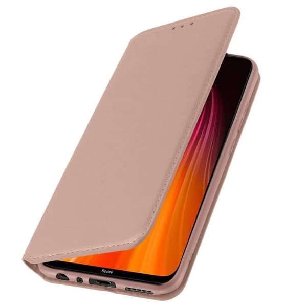 Housse - AVIZAR - Xiaomi Redmi Note 8 - Ekologisk läder - Rose Gold - Stöd funktion