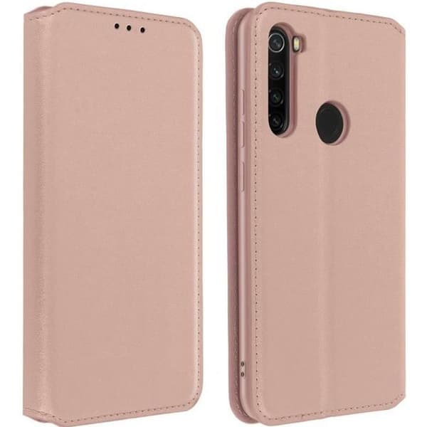 Housse - AVIZAR - Xiaomi Redmi Note 8 - Ekologisk läder - Rose Gold - Stöd funktion