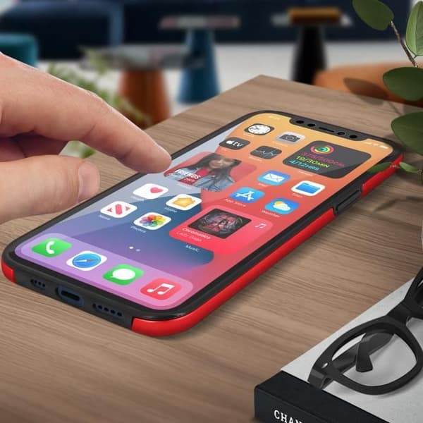 Coque - Apple - iPhone 12 / 12 Pro - Hård Bakre Skydd - Mjuk Framsida - Röd