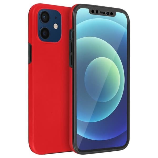 Coque - Apple - iPhone 12 / 12 Pro - Hård Bakre Skydd - Mjuk Framsida - Röd