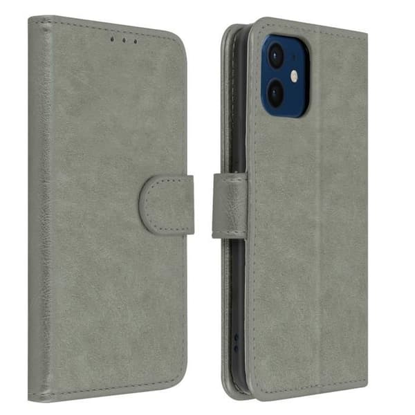 Skyddsfodral AVIZAR för Apple iPhone 12 / 12 Pro med kortfack och ställfunktion - Grå quiltad