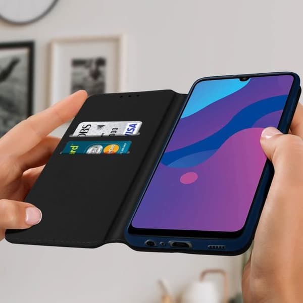 Honor 9A Cover Card Holder Funktion Smal och elegant midnattsblå