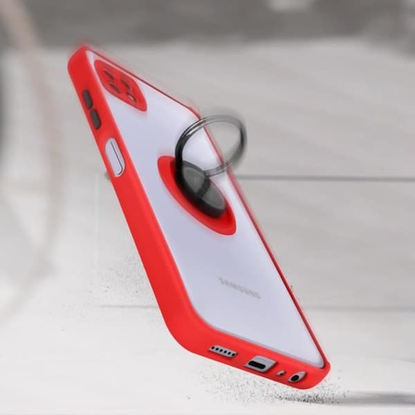 Skyddsfodral - AVIZAR - Samsung Galaxy A22 5G - Röd - Hållarring - Metallisk finish