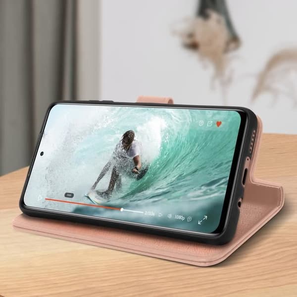 Rosa skyddsväska för Xiaomi Mi 10T Lite - AVIZAR - Kortfack och stödfunktion