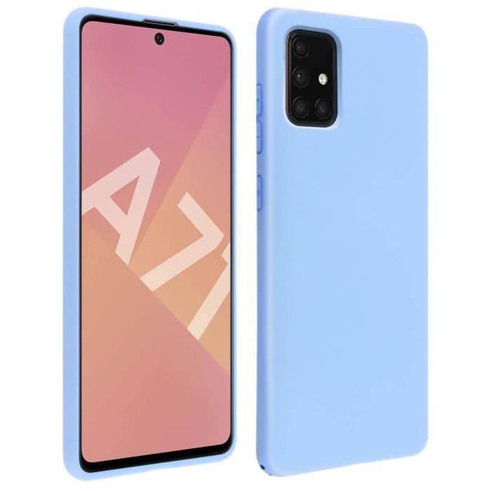 Samsung Galaxy A71 Halvstyvt silikonfodral Soft Touch Finish Blå Blå