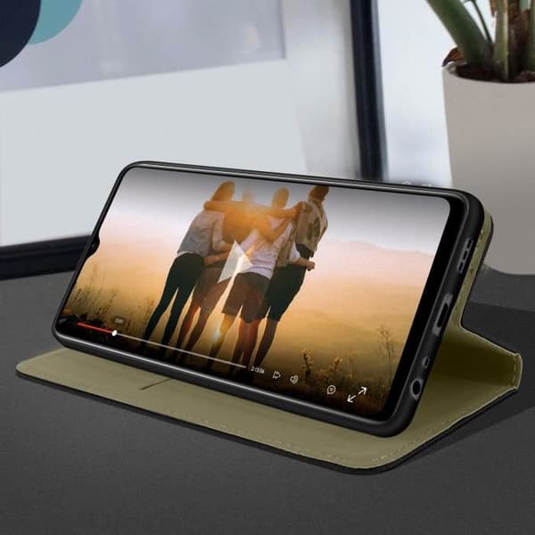 Oppo-fodral - A73 - Folio-fodral - Ekologisk läder - Svart - Inbyggt stöd