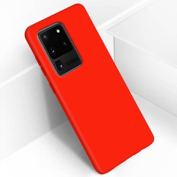 Galaxy S20 Ultra Semi-rigid Soft Touch Fodral QI-kompatibelt Röd Röd