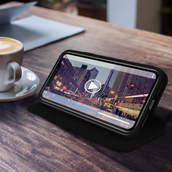 iPhone 11-fodral - AVIZAR - Plånboksfodral - Ekoskinn Svart - Stödfunktion