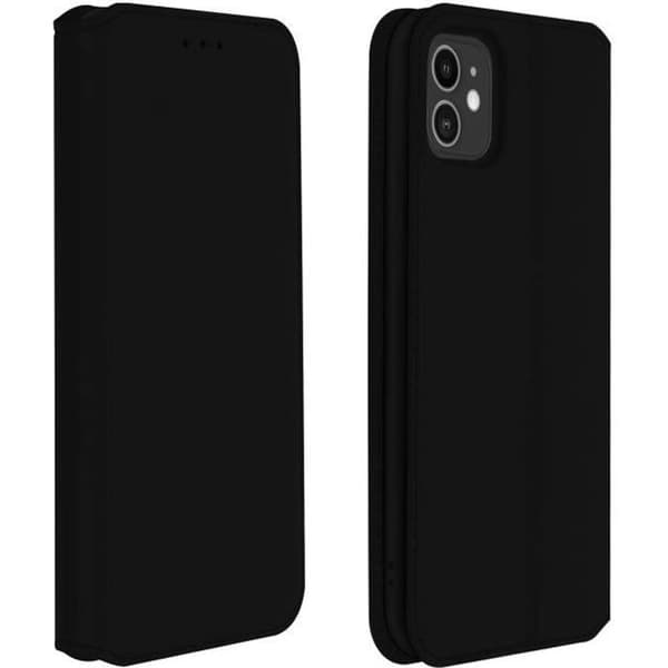 iPhone 11-fodral - AVIZAR - Plånboksfodral - Ekoskinn Svart - Stödfunktion