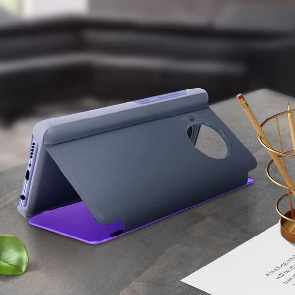 Hus - Xiaomi - Mi 10T Lite - Genomskinlig flip - Spegeldesign - Lila