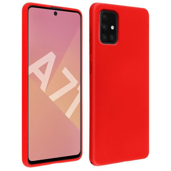 Samsung Galaxy A71 Halvstyvt silikonfodral Röd Soft Touch Finish Röd