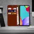 Miniatyrbild 3 av 4: Samsung Galaxy A41 Fodral - AVIZAR - Folio i äkta läder - Korthållare &amp; videoställ - Brun