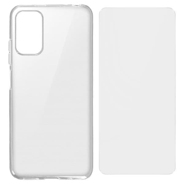 Fodral och skärmskydd - Xiaomi - Redmi Note 10 5G och Poco M3 Pro - Mjuk - Härdat Glas 9H - Transparent