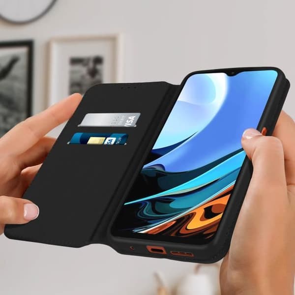 Hölster - AVIZAR - Xiaomi Redmi 9T - Ekoskinn - Stöd funktion - Svart