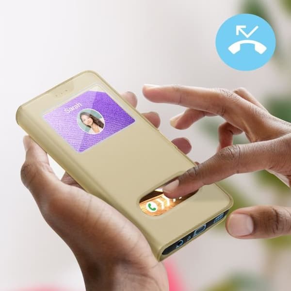 Hus för Samsung Galaxy A32 - AVIZAR - Dubbel Fönster - Gul - Styv - Matt - Unisex - Guld