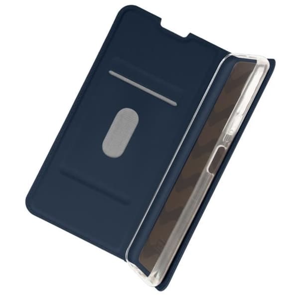 Housse - AVIZAR - Nokia 8.3 5G - Kortfack - Stödfunktion - Ekoleder Satin - Mörkblå