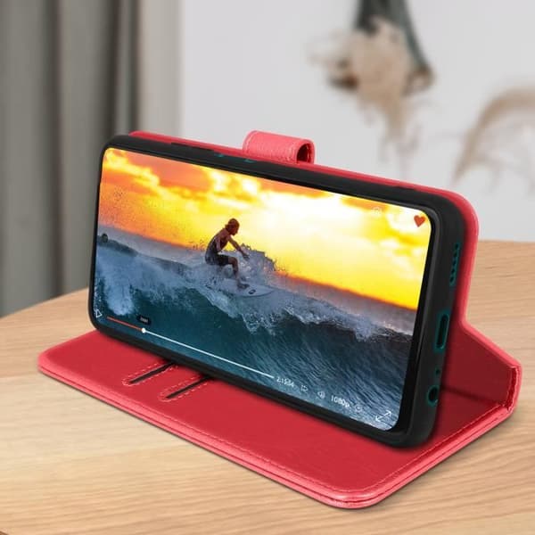 Huawei P smart 2021-fodral - AVIZAR - Röd - Skydd - Kortfack - Videostöd