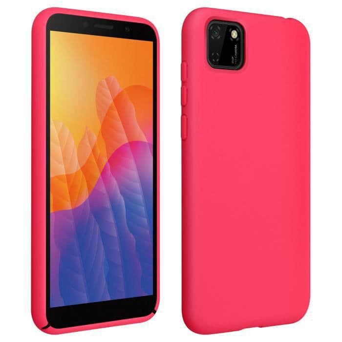 Huawei Y5p halvstyvt silikonfodral Soft Touch Finish Fuschia Pink