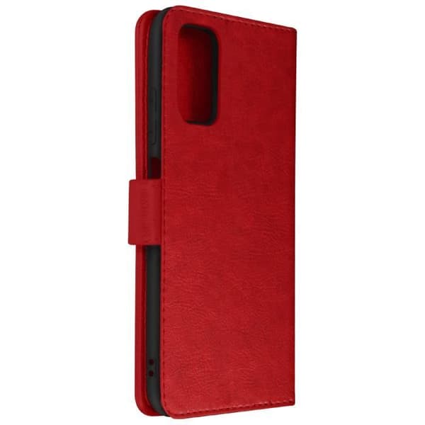 Foliofodral - AVIZAR - Xiaomi Redmi Note 10 5G/Poco M3 Pro - Röd - Ekologiskt läder - Videostöd