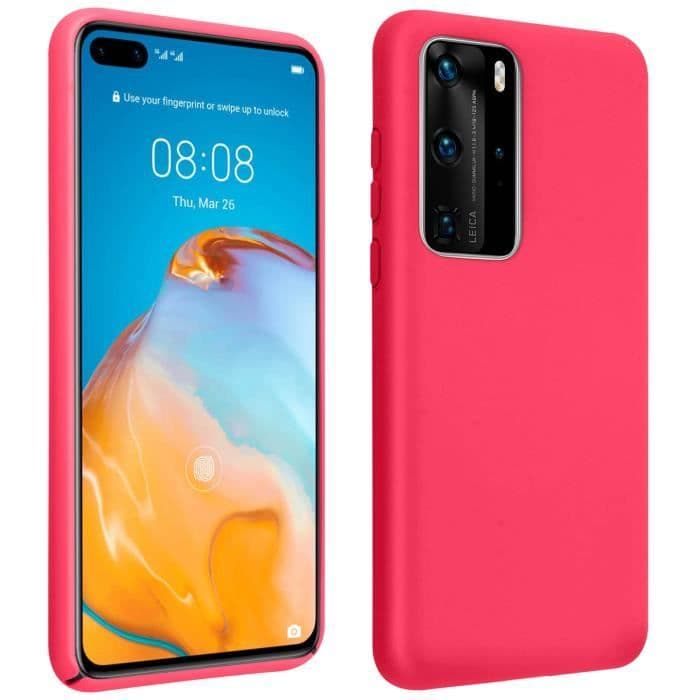 Huawei P40 Pro Halvstyv Matt Soft Touch Fodral Qi-kompatibel Rosa Fuschia